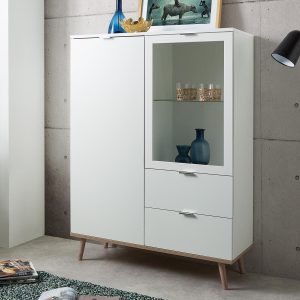 Commode GUTENBERG 2 deuren 2 lades wit/sonoma eik