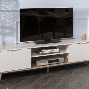 Tv-meubel GUTENBERG 2 deuren wit/sonoma eik