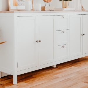 Dressoir BERGAMOTE 4 deuren 3 lades wit/artisan eik