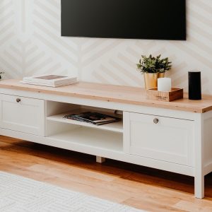 Tv-meubel BERGAMOTE 2 lades wit/artisan eik