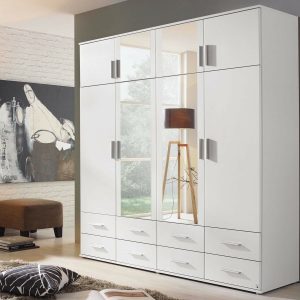 Kast KEMMEL 8 deuren en 8 lades wit met spiegel