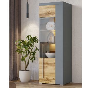 Kolomkast ROBB 1 deur (links) grijs/wotan eik zonder led