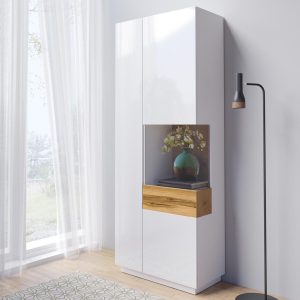 Vitrine SILAC 2 deuren (rechts) wit/wotan eik met verlichting