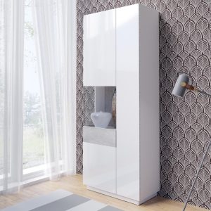 Vitrine SILAC 2 deuren (links) wit/beton met verlichting