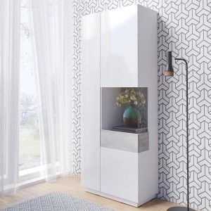 Vitrine SILAC 2 deuren (rechts) wit/beton met verlichting