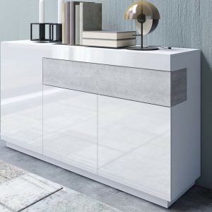 Dressoir SILAC 3 deuren 1 lade wit/beton
