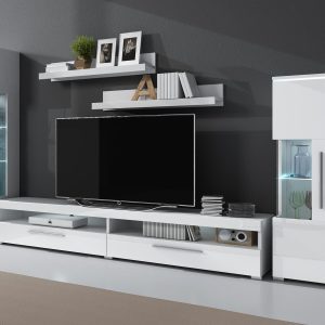 TV-meubelset INDIRA 01 4 deuren wit/hoogglans wit zonder led