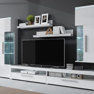 TV-meubelset INDIRA 02 4 deuren wit/hoogglans wit zonder led