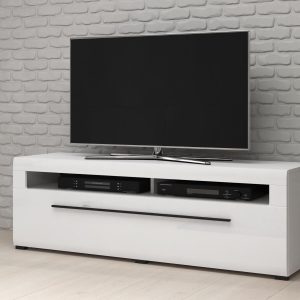 Tv-meubel TULIO 1 lade 160 cm wit/hoogglans wit zonder led