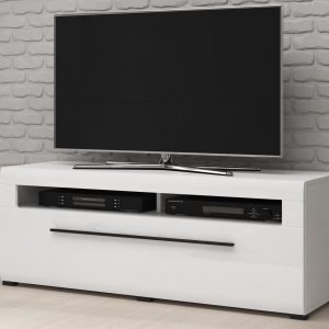 Tv-meubel TULIO 1 lade 140 cm wit/hoogglans wit zonder led