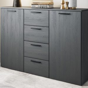 Commode GALACTIC 2 deuren 4 lades carbon eik