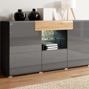 Dressoir TORERO 3 deuren 1 lade grandson eik/antraciet zonder led