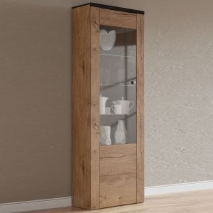 Vitrinekast LARZAC 1 deur lefkas eik met led