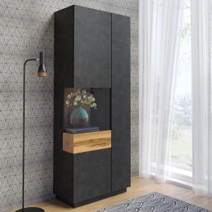 Vitrine SILAC 2 deuren (links) matera/wotan eik met verlichting