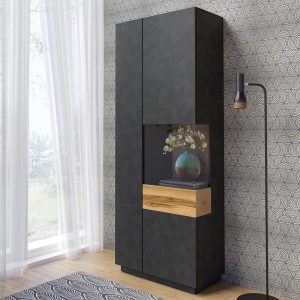 Vitrine SILAC 2 deuren (rechts) matera/wotan eik met verlichting