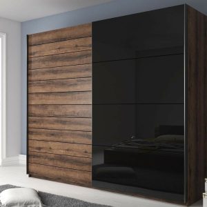 Kast GALACTIC 2 deuren 220 cm hoogglans zwart/eik monastery