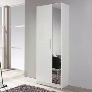 Schoenenkast MINOTOR 1,5 deur met spiegel wit