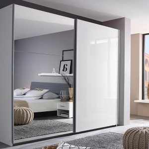 Kast HAZZA 2 schuifdeuren 218 cm hoogglans wit/alpine wit