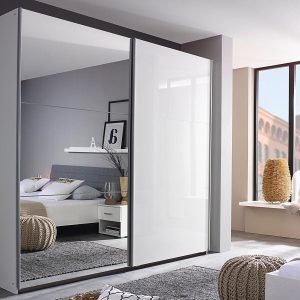 Kast HAZZA 2 schuifdeuren 175 cm hoogglans wit/alpine wit