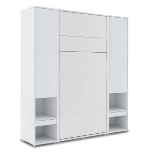 Opklapbed CONCEPTION PRO 90x200 cm mat wit (verticaal) met kasten met matras