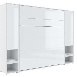 Opklapbed CONCEPTION PRO 180x200 cm wit/hoogglans wit (verticaal) met kasten en matras