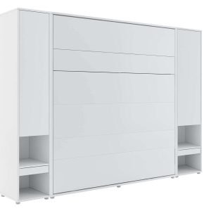 Opklapbed CONCEPTION PRO 180x200 cm mat wit (verticaal) met kasten en matras