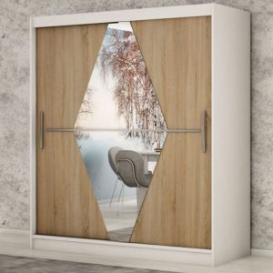 Kast BOLIVAR 2 schuifdeuren 200 cm wit/sonoma