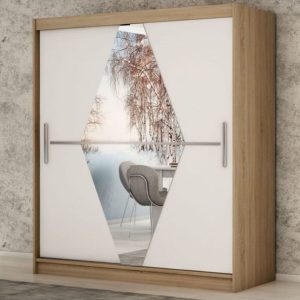 Kast BOLIVAR 2 schuifdeuren 180 cm sonoma/wit