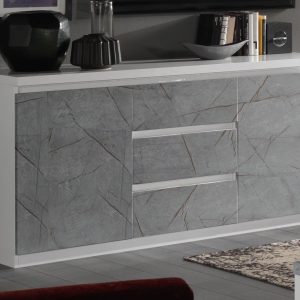 Dressoir ROMEO 2 deuren en 3 lades marmer/wit