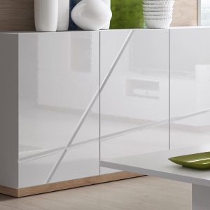 Dressoir FUTURO 3 deuren mat wit/hoogglans wit