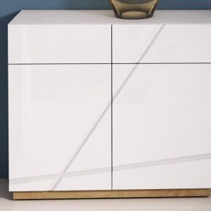 Commode FUTURO 2 deuren 2 lades mat wit/hoogglans