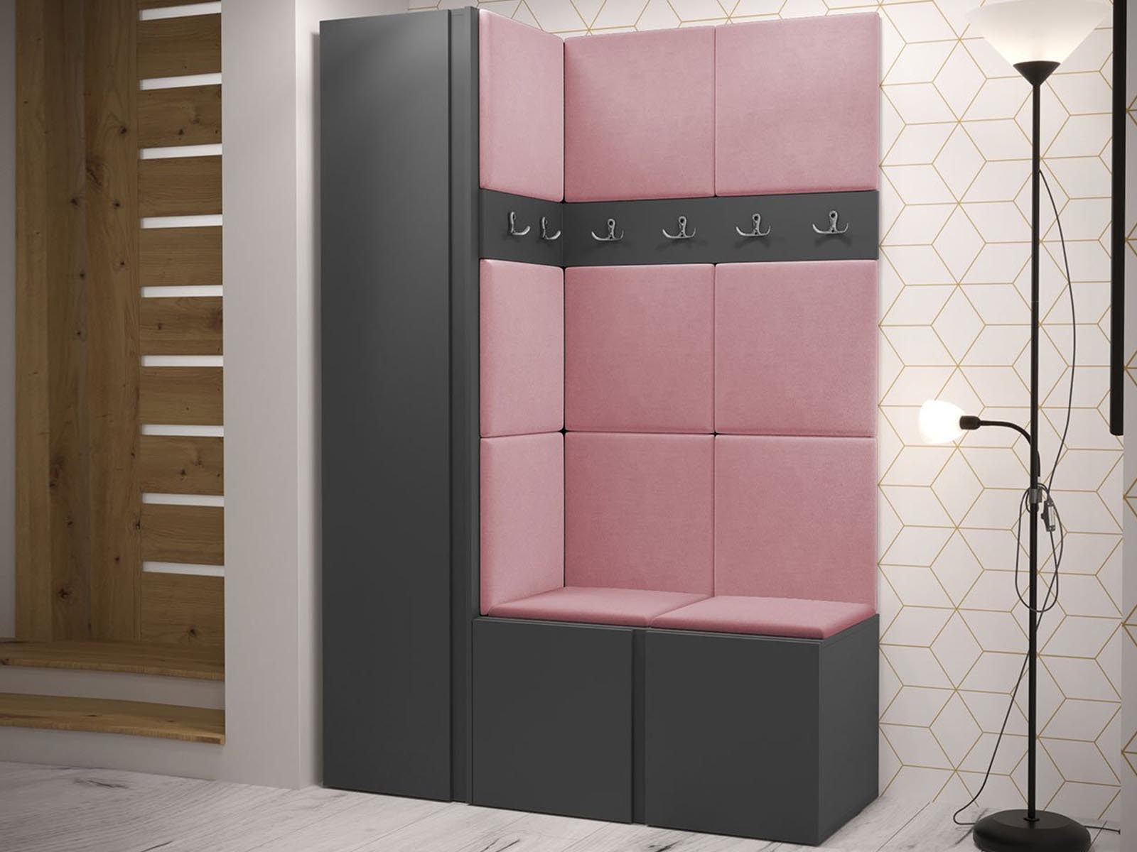 Vestiaire ORIZOLI III 3 deuren grafiet/roze