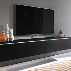 TV-meubel DUBAI 2 klapdeuren 180 cm zwart met verlichting