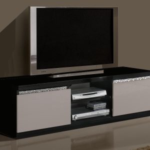 Tv-meubel REBECCA 2 deuren hoogglans zwart/hoogglans wit