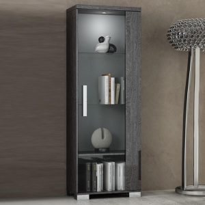 Vitrinekast SAROU 1 deur grijze berk gelakt