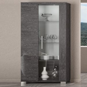 Vitrinekast SAROU 2 deuren grijze berk gelakt