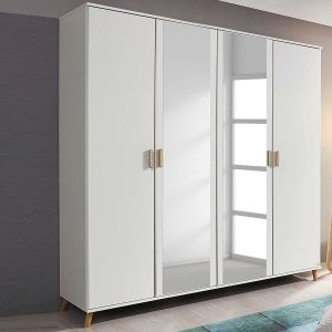 Kast FLAUN 4 deuren wit met spiegel