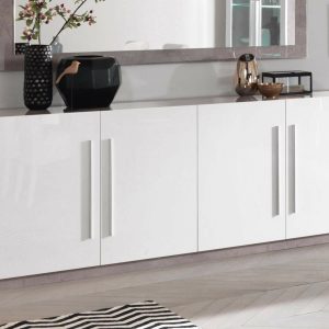 Dressoir GRENADE 4 deuren hoogglans marmer/hoogglans wit