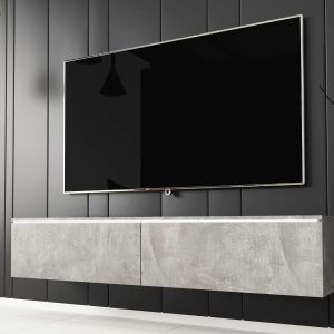 TV-meubel DUBAI 2 klapdeuren 140 cm beton met verlichting