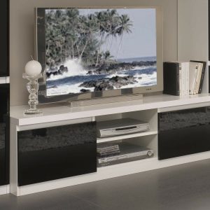 Tv-meubel ROMEO 2 deuren hoogglans wit/hoogglans zwart