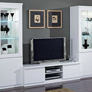 Tv-meubel set ROMEO hoogglans wit met verlichting