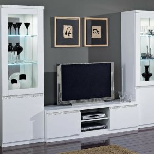 Tv-meubel set REBECCA hoogglans wit met verlichting