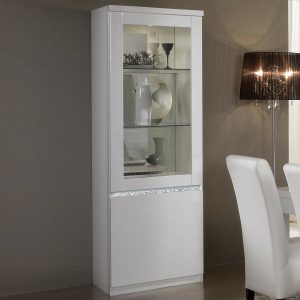 Vitrinekast REBECCA 2 deuren hoogglans wit met verlichting