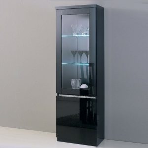 Vitrinekast REBECCA 2 deuren hoogglans zwart met verlichting