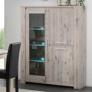 Vitrinekast WARRIOR 4 deuren grijze eik