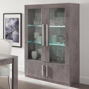 Vitrine GRENADE 4 deuren hoogglans marmer met verlichting