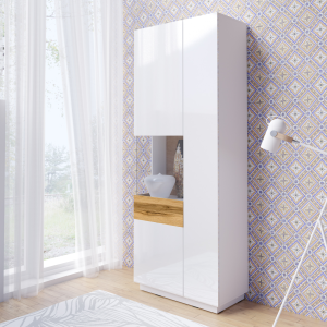 Vitrine SILAC 2 deuren (links) wit/wotan eik met verlichting