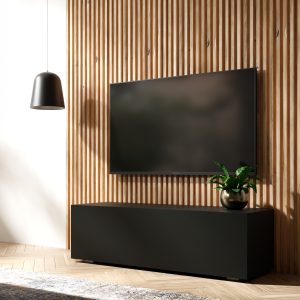 Tv-meubel KINGSTON 1 klapdeur 105 cm mat zwart